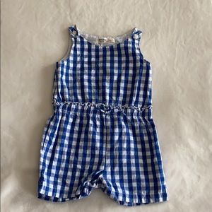 Blue checked romper